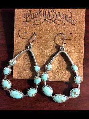 Lucky Brand Silver and Turquoise Oval Drop Earrings