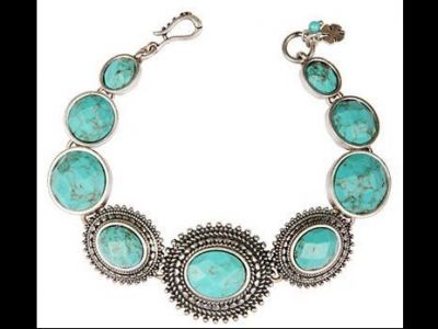 Lucky Brand Turquoise and Silver Link Bracelet