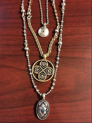 Lucky Brand Silver and Gold Tone 3 Strand Necklace