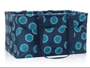 Thirty-One Large Uitility Tote in La-Di-Dot (Navy and Green)