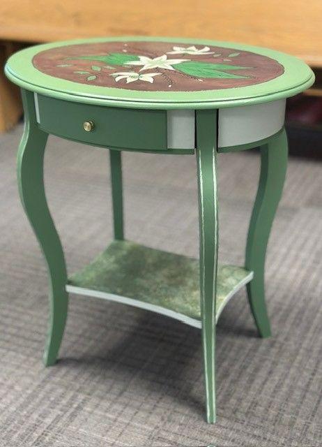 RAFFLE-HAND-PAINTED ANTIQUE ACCENT TABLE