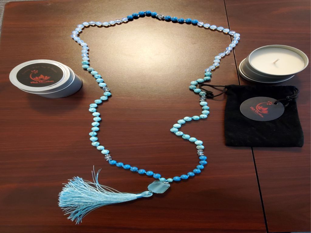 RAFFLE: Handmade Light Blue Mala Beads with Soy Candles