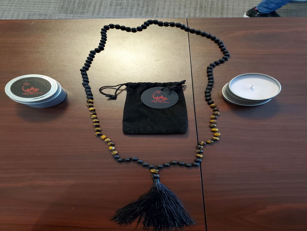 RAFFLE: Handmade Tiger Eye and Black Mala Beads with Soy Candles