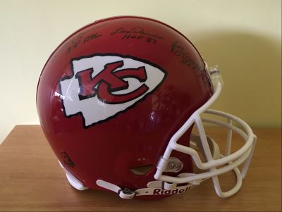 Kansas City Chiefs HOF Autographed Helmet in Case