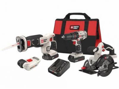 Porter Cable 20-Volt Max 4-Tool Power Tool Combo Kit with Soft Case (2-Batteries & Charger Included)
