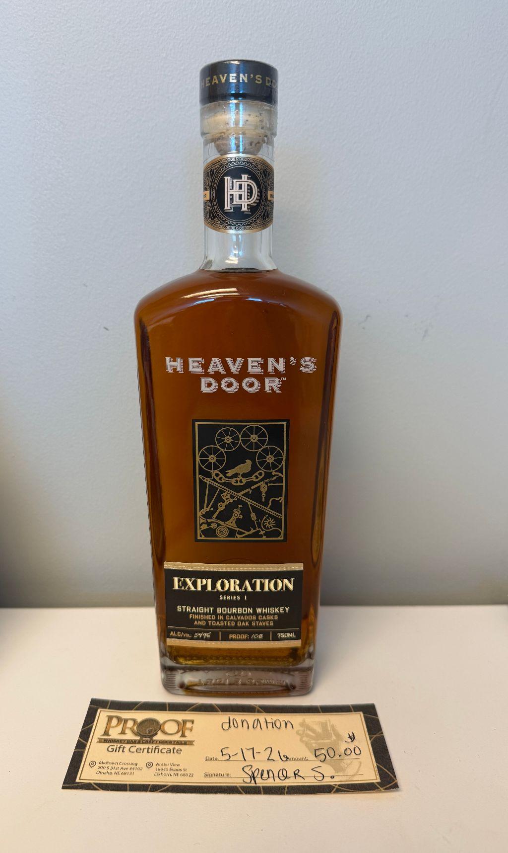 Bottle of Heavens Door Bourbon Whiskey & $50 Gif...