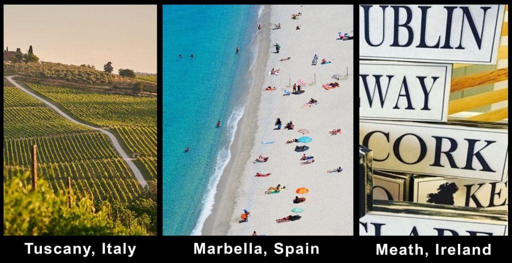 GEMS OF EUROPE 7 NIGHTS, UP TO 6 GUESTS: IRELAND, TUSCANY, COSTA DEL SOL