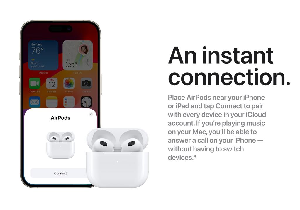 Apple AirPods (3rd Generation) Wireless Ear Buds, Bluetooth Headphones, Personalized Spatial Audio, Sweat and Water Resistant, Lightning Charging Case