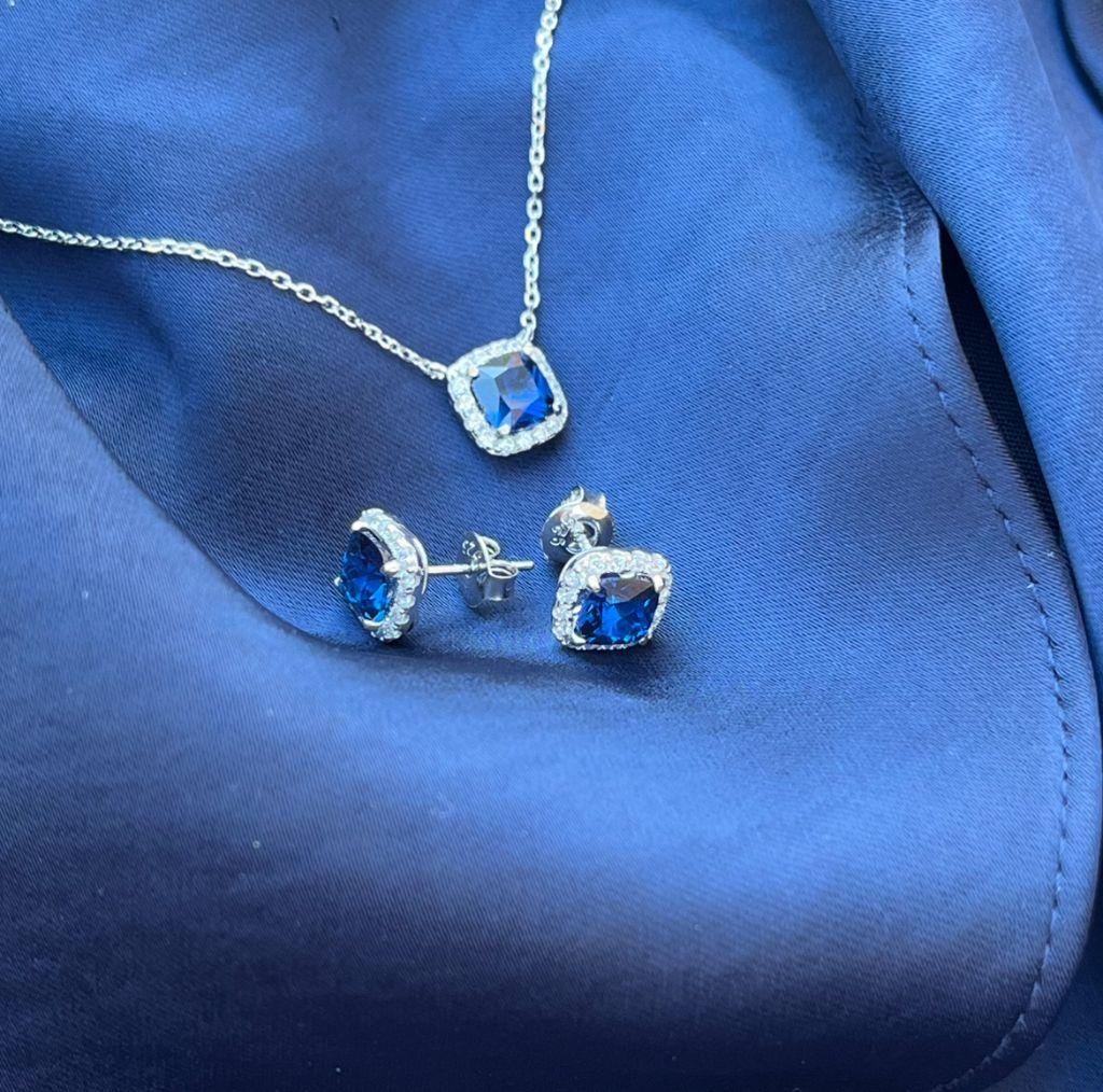 MODERN SAPPHIRES Necklace & Earrings Set
