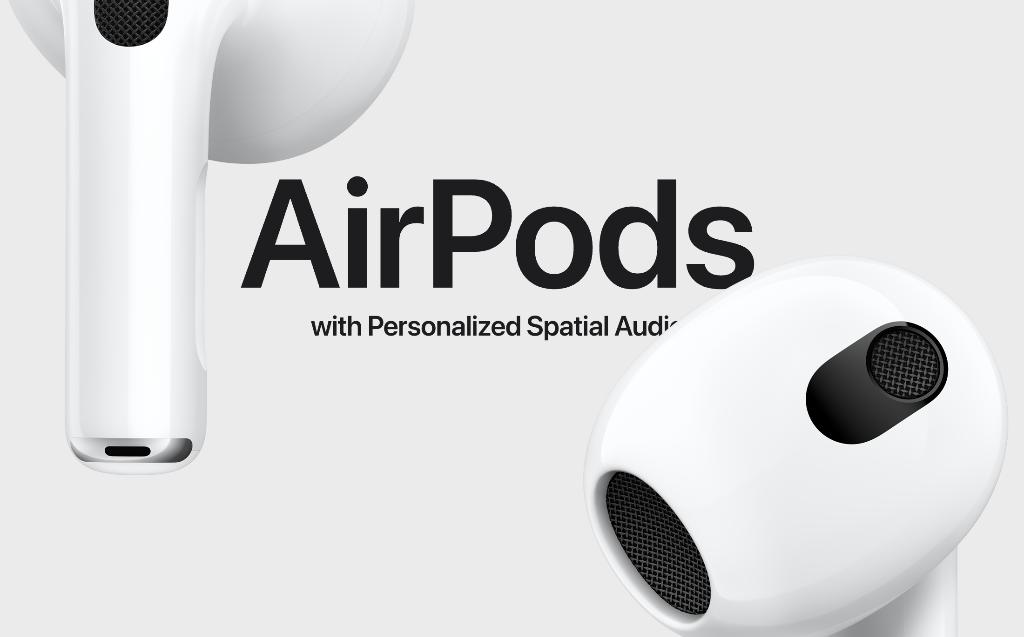 Apple AirPods (3rd Generation) Wireless Ear Buds, Bluetooth Headphones, Personalized Spatial Audio, Sweat and Water Resistant, Lightning Charging Case