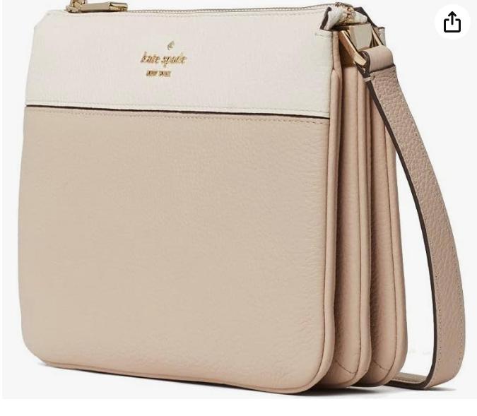 Kate Spade Leila Triple Gusset Crossbody Colorblock Pebbled Light Sand
