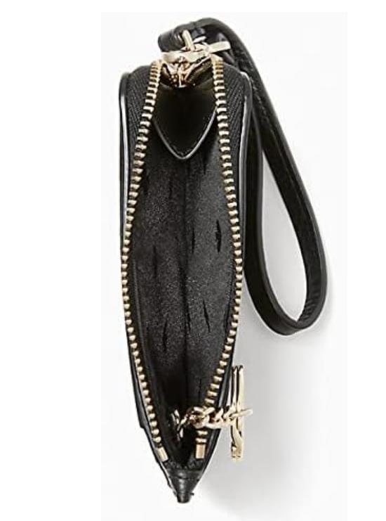 Kate Spade Leila Small Cardholder Wristlet Pebbled Leather Black