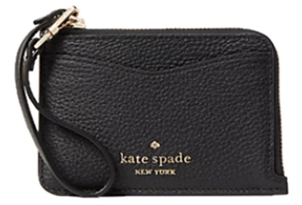 Kate Spade Leila Small Cardholder Wristlet Pebbled Leather Black