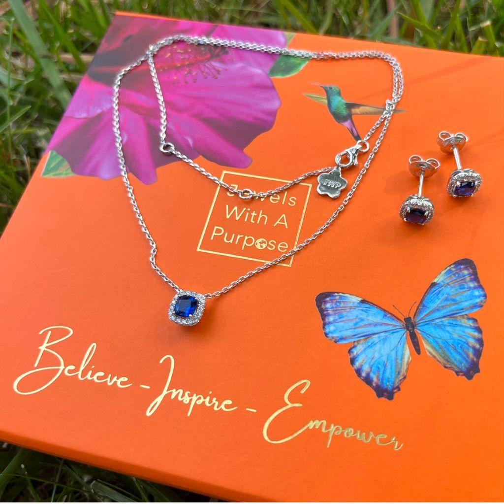 MODERN SAPPHIRES Necklace & Earrings Set