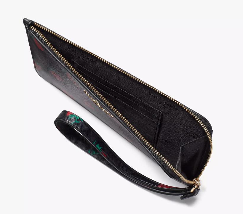 Kate Spade Lucy Ditsy Rose Toss Printed Medium L-Zip Wristlet