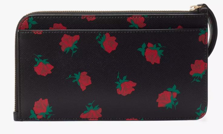 Kate Spade Lucy Ditsy Rose Toss Printed Medium L-Zip Wristlet