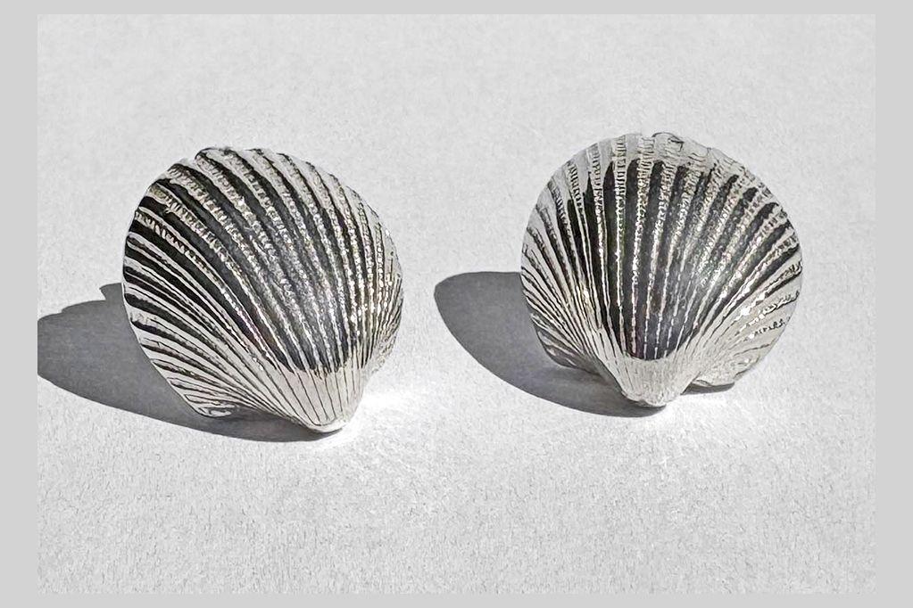 Sterling silver shell post earrings by Jane Garibald...