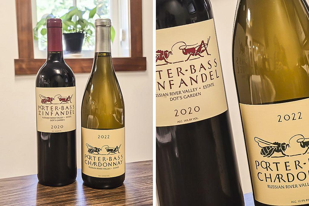 Two bottles of Porter-Bass Wines: 2020 Zinfandel, Do...