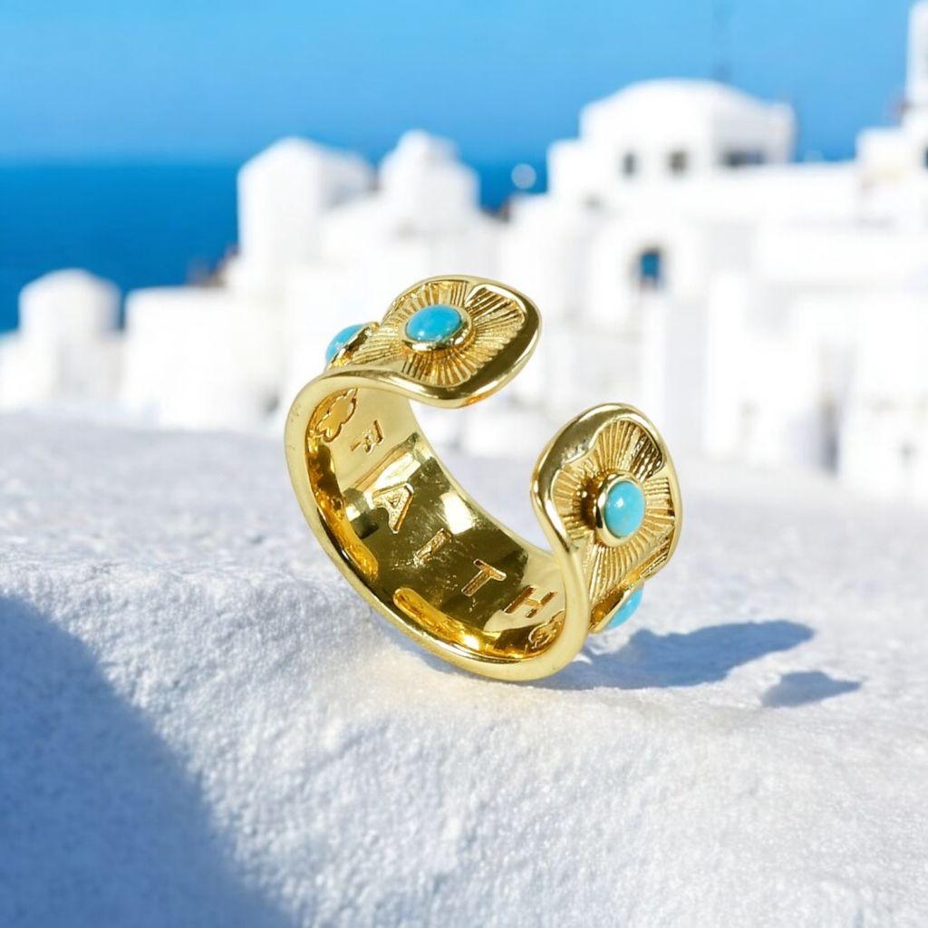 SANTORINI FAITH Ring with Genuine Turquoise