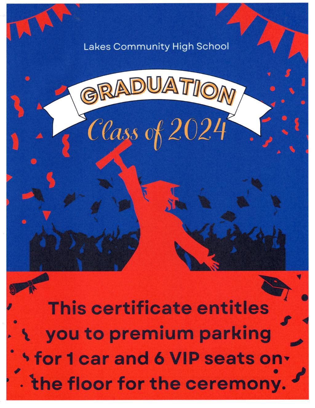 6 VIP Class of 2024 Graduation Seats+Premium Parking