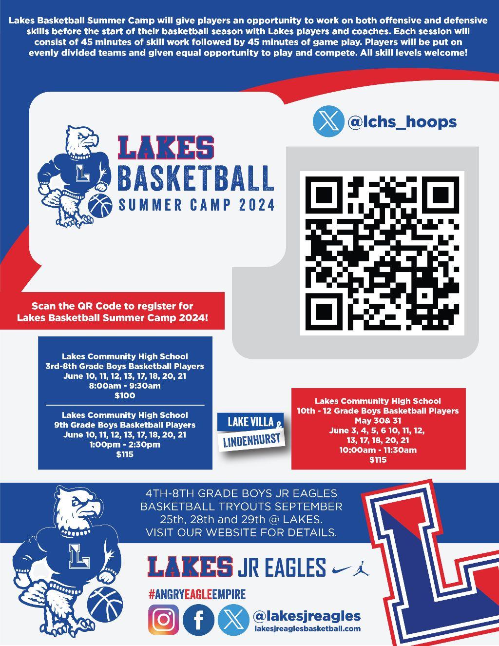 Lakes Boys Basketball JR Eagle Camp Package