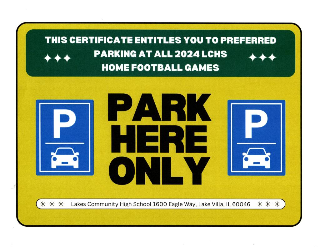 2024 Preferred Parking for LCHS home football games