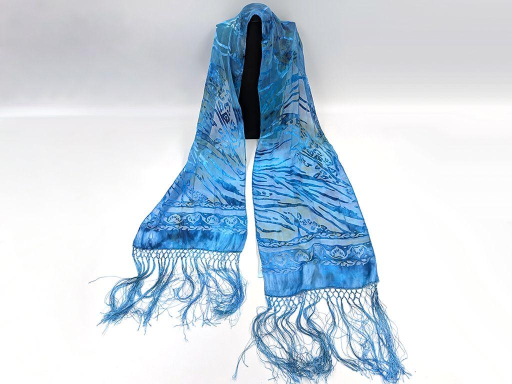 ''Water'' Silk & Rayon Scarf by Angela Robert