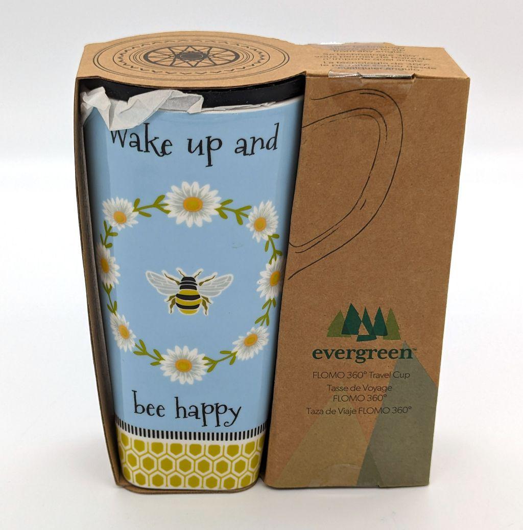 Bee Happy Ceramic Travel Mug and Coffee from Tummy Ticklers