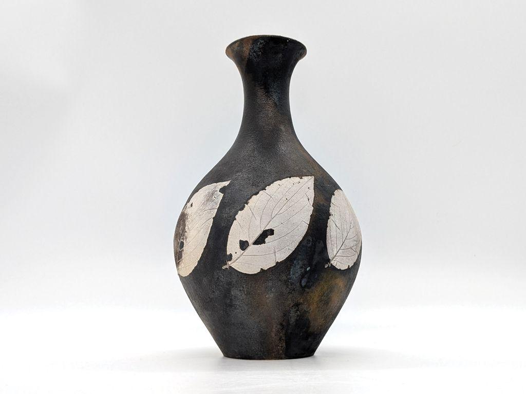 ''Leaf Shadows'' Raku Vase by Mark Rademacher