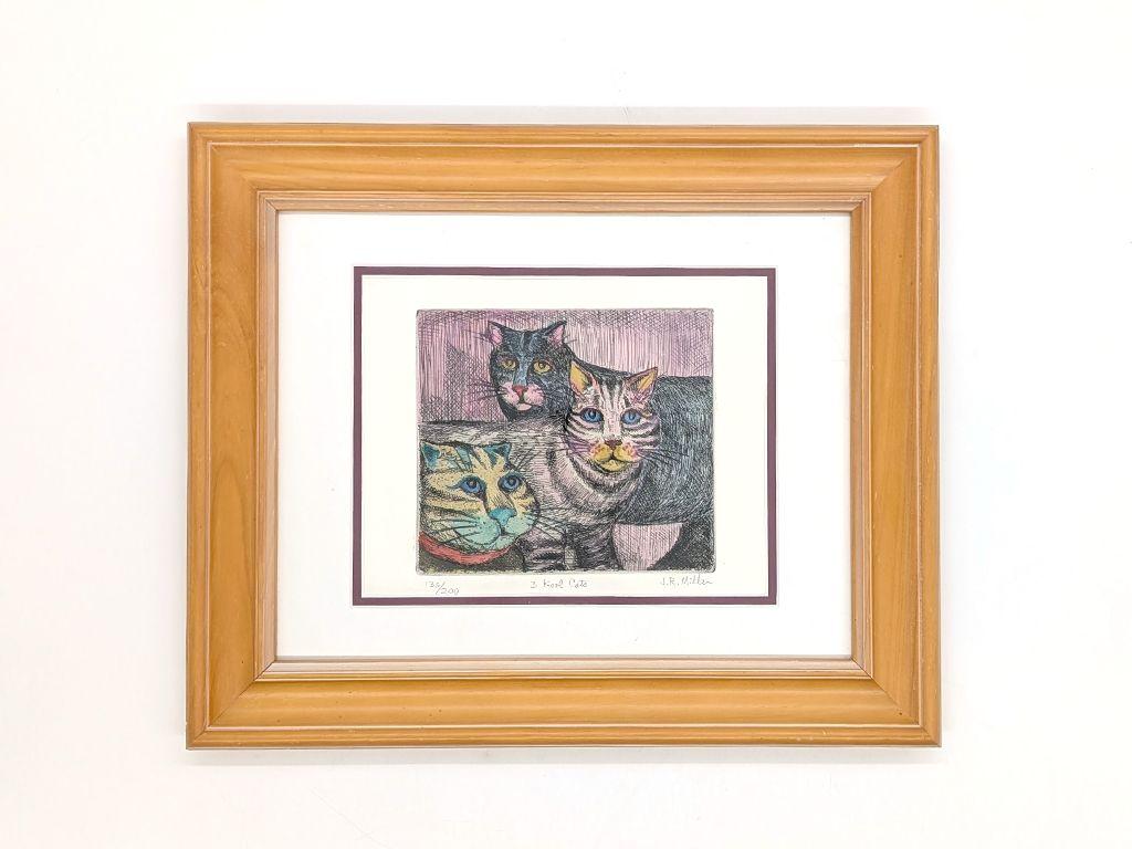 ''3 Kool Cats'' Etching by Jack Miller