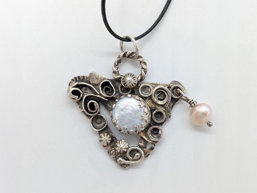 ''Silver and Pearl Necklace'' by Mary Lou Christie