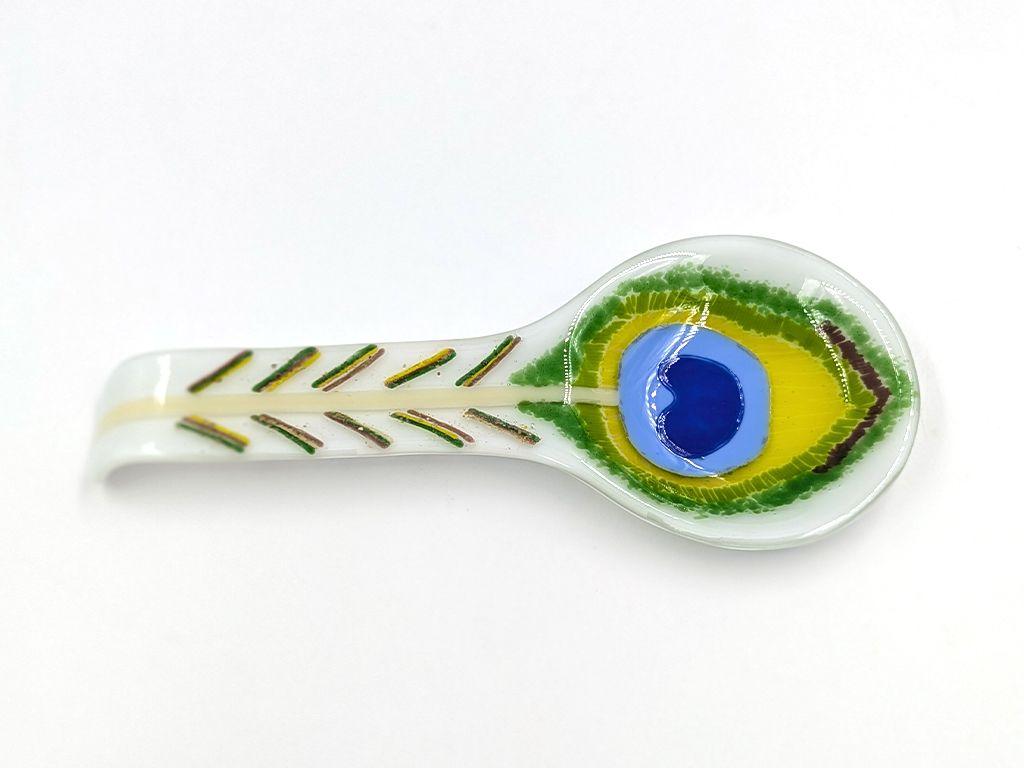 ''Fused Glass Spoon Rest- Peacock'' by Jim Rice