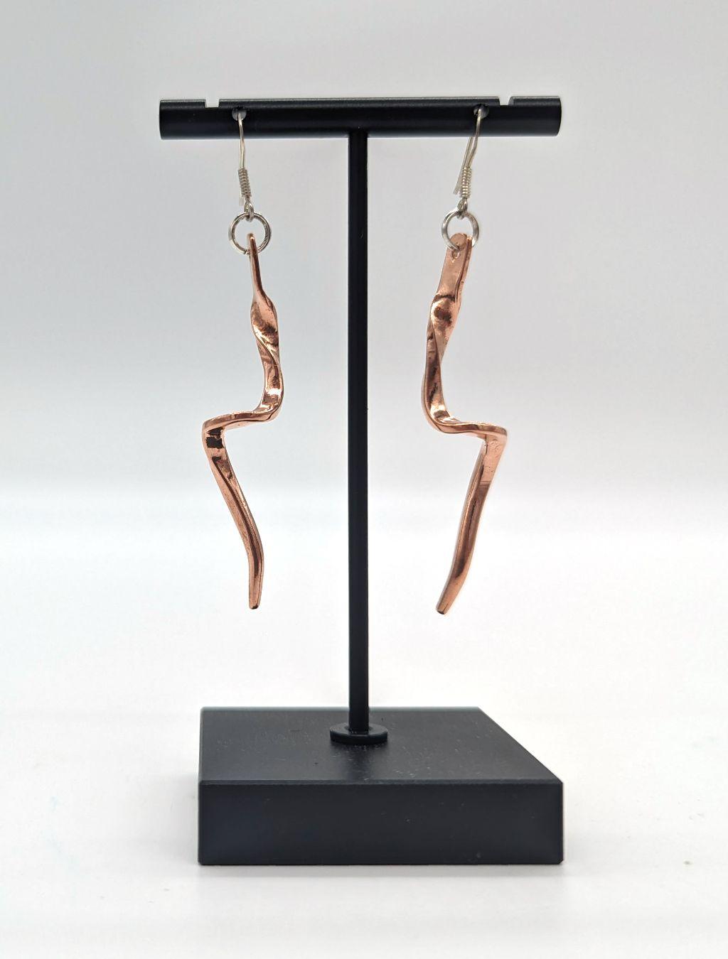 ''Copper Twist'' Forged Copper Earrings by John Boze...