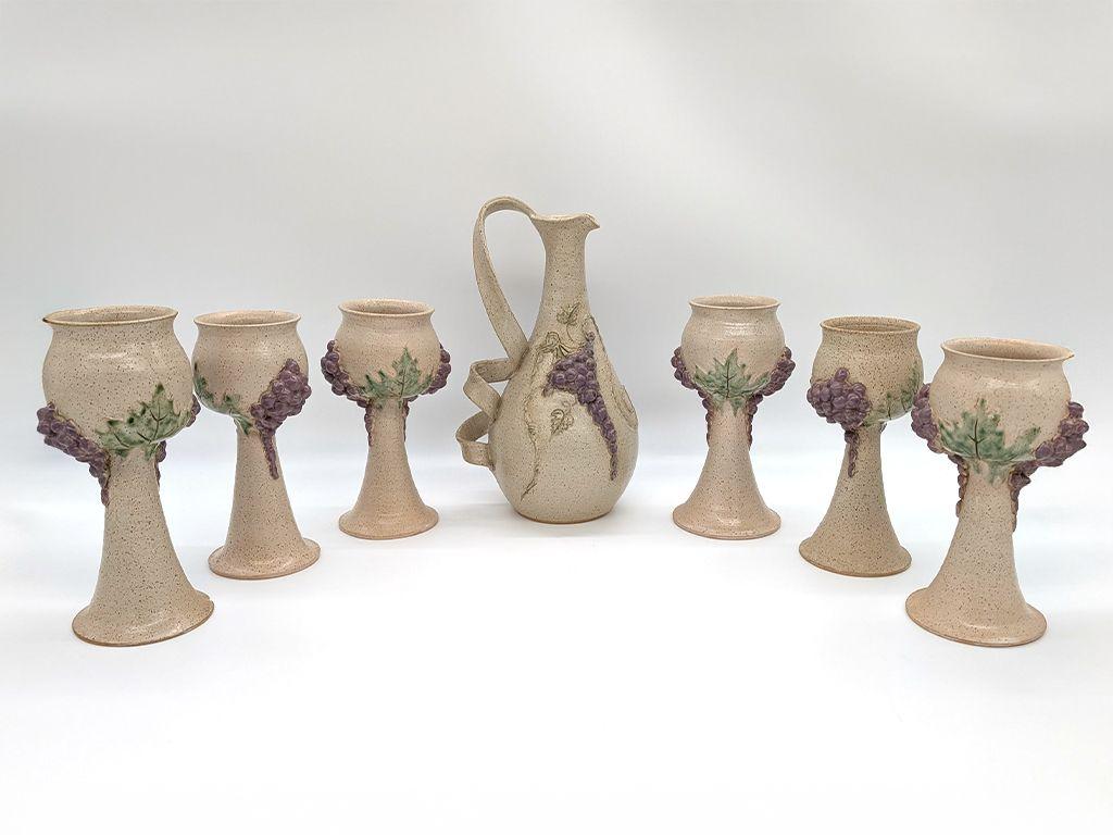 ''Grapevine Stoneware Wine Set'' by Martinez