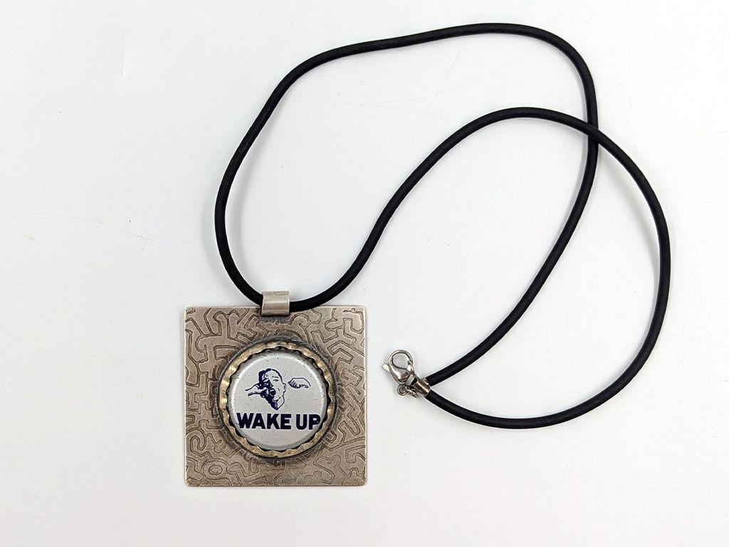 ''Wake Up'' Sterling Bottlecap Necklace by John Boze...