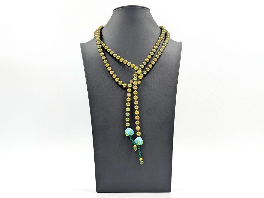 ''Pearl Lariat'' Beaded Necklace by KJ Zumwalt