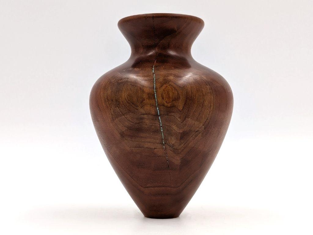 ''Cherrywood Vase with Turquoise Inlay'' by Randy Wr...