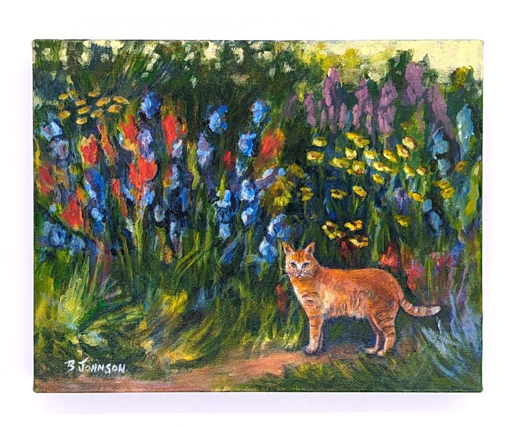 ''Cat in the Garden'' by Betty Johnson