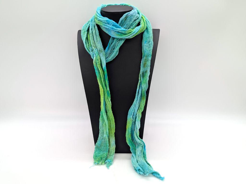 ''Blue- Green Cotton Scarf'' by Angela Robert