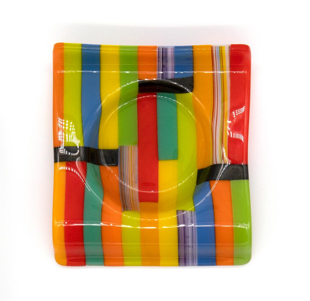 Striped Fused Glass dish by Jim Rice