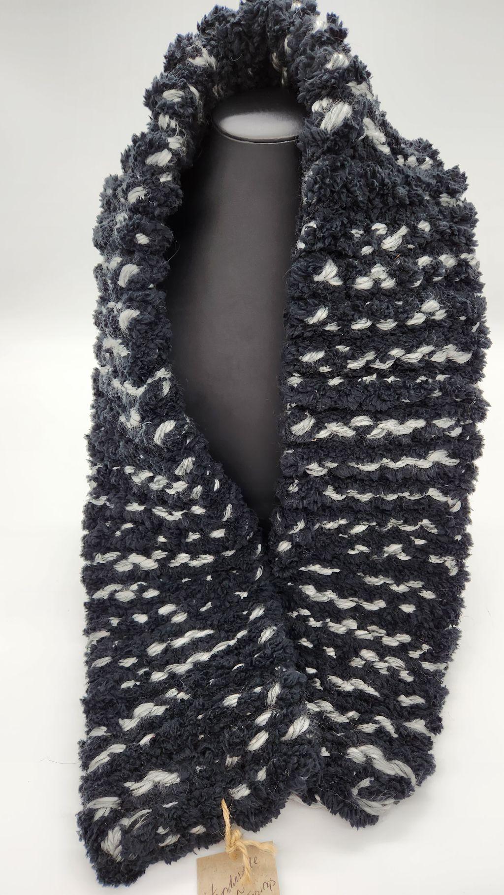 Hand knitted winter scarf black and silver by Julie ...
