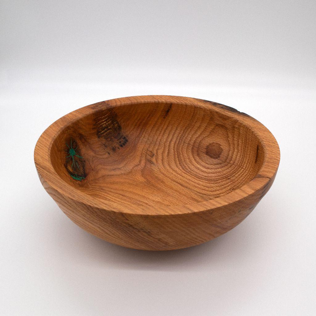 ''Turned Oak Bowl with Malachite inlay'' by Dan Over...