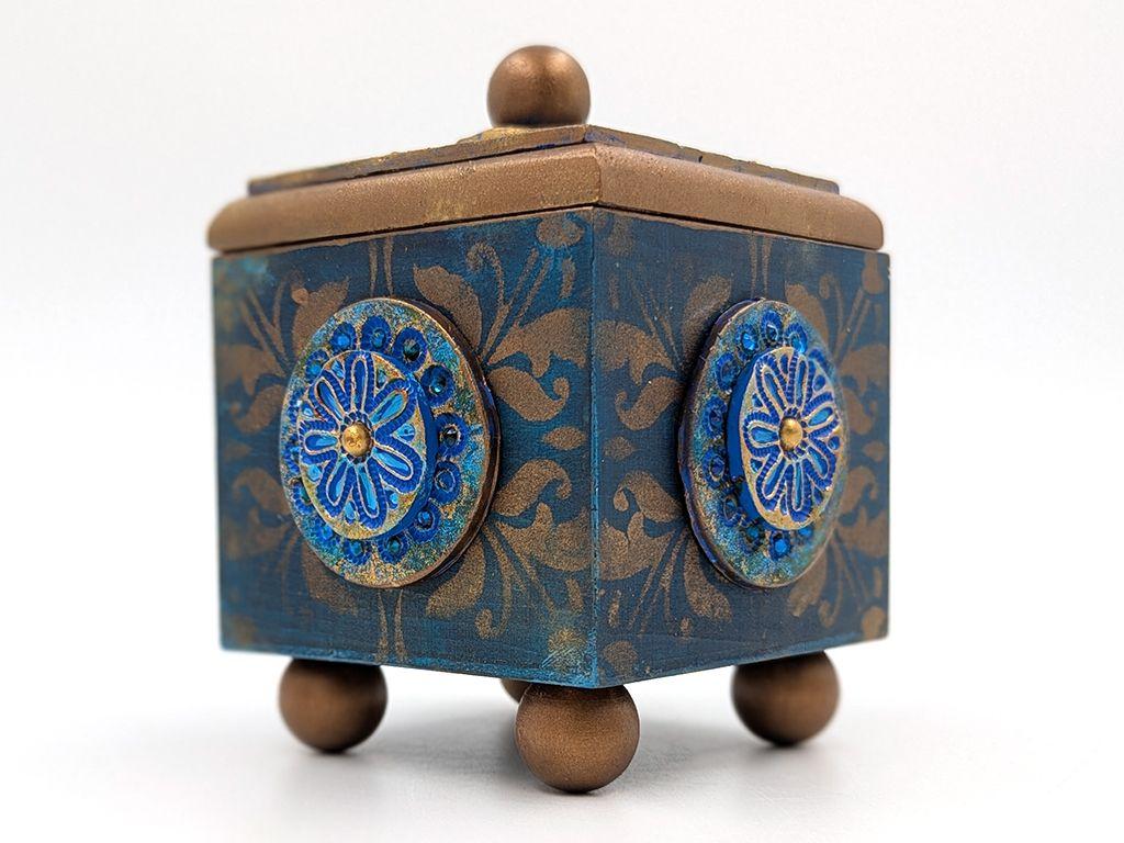 ''Blue Embellished Wooden Box'' by Fran Carlin