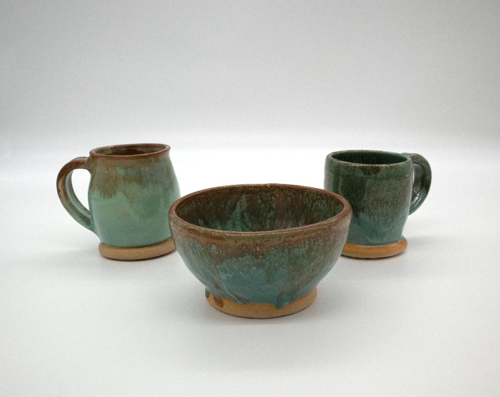 Hand thrown pottery by Dana Finimore - set of 3