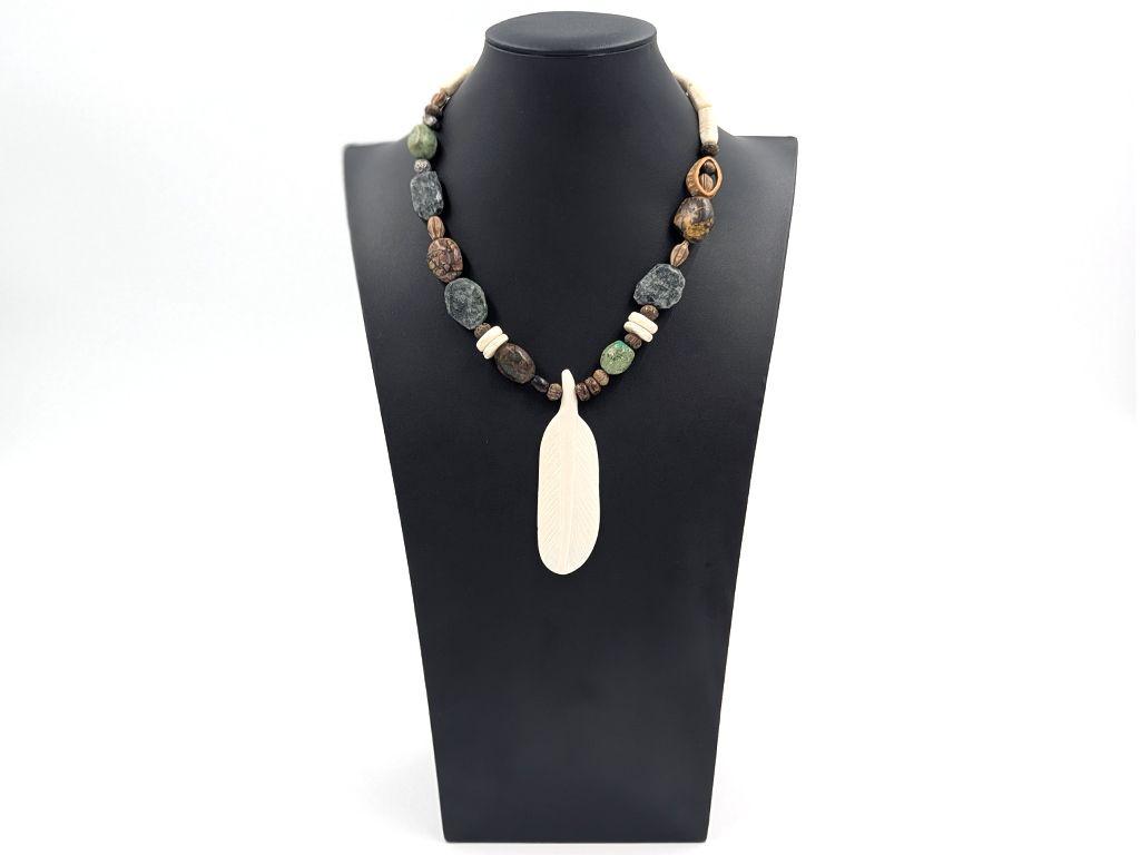 ''Moss Agate Feather Necklace'' by Janalee Robison