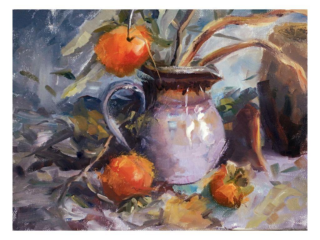 ''Purple Pitcher & Persimmons'' by Micaela Marsd...