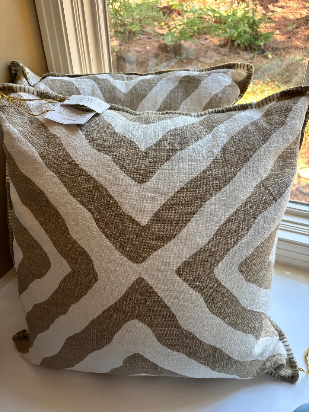 2 Linen pillow covers with down inserts donated by G...