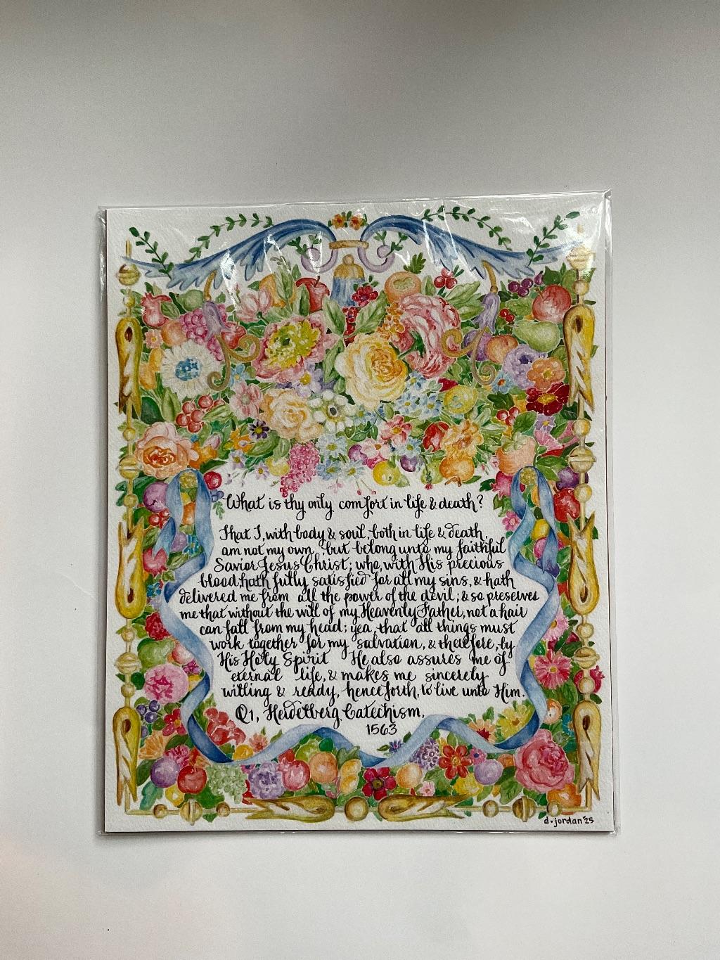 Hand painted print Heidelberg Catechism Donated by D...