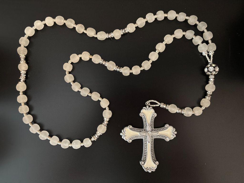Crystal and Glass Coffee Table Rosary with Enameled ...