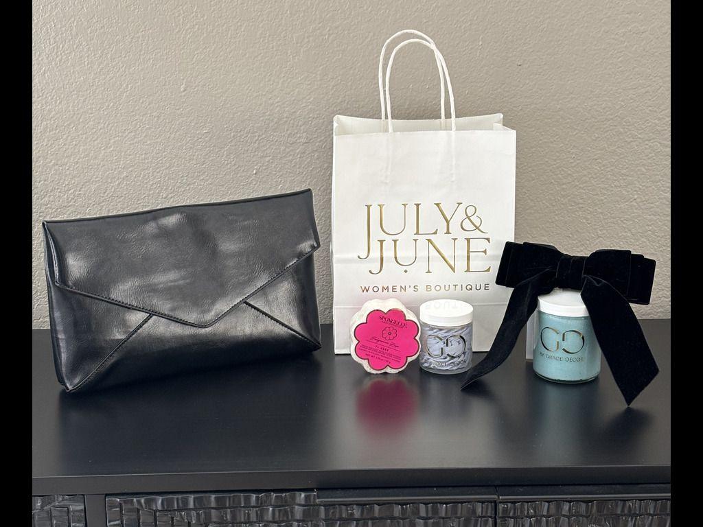 Black Clutch, Velvet Bow and Body Products from July...